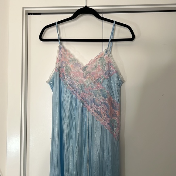 2 for $40 Night Dressing Gown with pink rosy lace front and silk ribbing detail - Picture 2 of 6